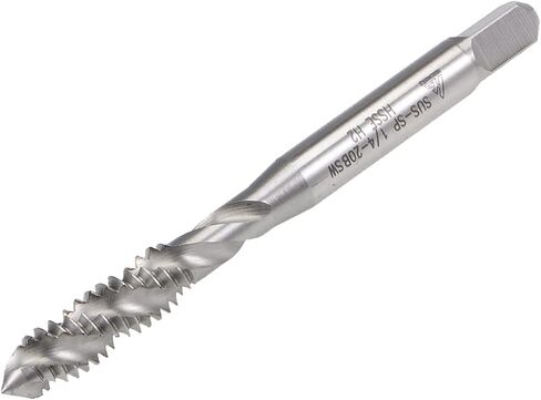 TOP-VIGOR BSW Spiral Flute Thread Tap- 1/4"-20 Metric Machine Threading Tap H2 Tolerance, HSS-Cobalt(5% Co) Uncoated Thread Milling Tap, Round Shank with Square End in Saudi Arabia