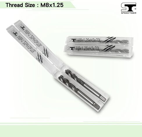 صنابير الفلوت الحلزونية SPEED TIGER TSM_M10x1.5 HSS، تسامح متري M10x1.5mm H3، 3 مزامير مستقيمة غير مطلية - صنع في تايوان (قطعتان، M10x1.5) in Kuwait