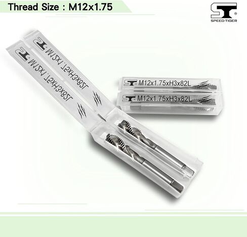 صنابير الفلوت الحلزونية SPEED TIGER TSM_M10x1.5 HSS، تسامح متري M10x1.5mm H3، 3 مزامير مستقيمة غير مطلية - صنع في تايوان (قطعتان، M10x1.5) in Kuwait