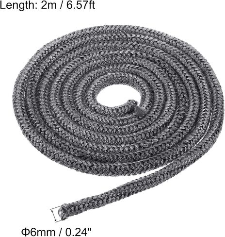 PATIKIL 6.57ftx0.24inch Fiberglass Rope, Round Braided Rope High-Temperature Stove Gasket Seal for Boiler Furnace Oven Kiln Casting, Black in Saudi Arabia