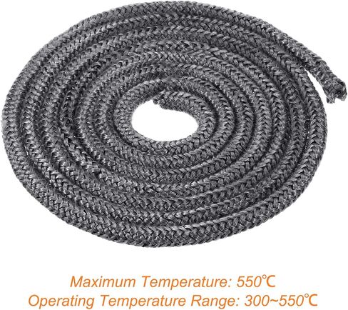 PATIKIL 6.57ftx0.24inch Fiberglass Rope, Round Braided Rope High-Temperature Stove Gasket Seal for Boiler Furnace Oven Kiln Casting, Black in Saudi Arabia