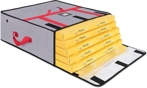 شنطة توصيل بيتزا كبيرة معزولة لحفظ الطعام الساخن والتسليم، شنطة توصيل طعام حرارية قابلة لاعادة الاستخدام، اكياس بيتزا للتسليم، مقاس كبير 22 × 22 × 8.6 انش، رمادي in Kuwait