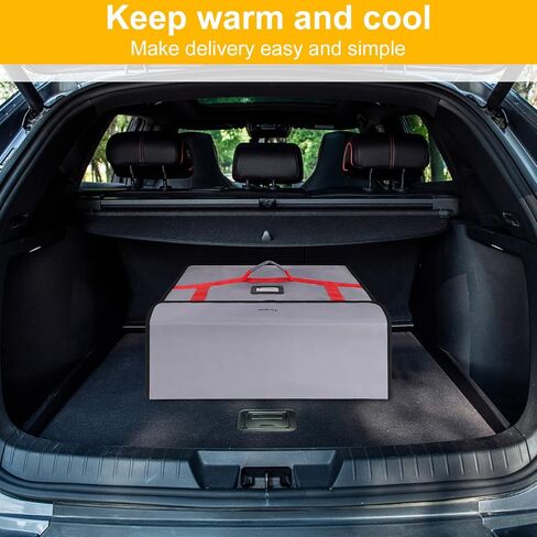 شنطة توصيل بيتزا كبيرة معزولة لحفظ الطعام الساخن والتسليم، شنطة توصيل طعام حرارية قابلة لاعادة الاستخدام، اكياس بيتزا للتسليم، مقاس كبير 22 × 22 × 8.6 انش، رمادي in Kuwait