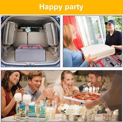 شنطة توصيل بيتزا كبيرة معزولة لحفظ الطعام الساخن والتسليم، شنطة توصيل طعام حرارية قابلة لاعادة الاستخدام، اكياس بيتزا للتسليم، مقاس كبير 22 × 22 × 8.6 انش، رمادي in Kuwait