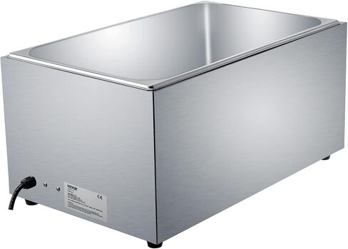 VEVOR Steam Table Warmer, 27 Qt Commercial, Full Size Countertop Food Warmer, Stainless Steel Electric, 1000W Buffet Food Warmer with Lid for Catering and Restaurant in Saudi Arabia