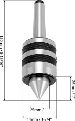 QWORK MT2 متوسط ​​التحمل للمركز المباشر Morse Taper، 2MT مركز Tailstock المباشر للخشب والمعدن مخرطة CNC، مخرطة 60 درجة متوسطة التحمل in Kuwait