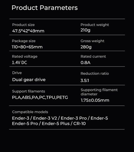 طقم Sprite Extruder SE Kit من Creality، جهاز بثق المحرك المباشر، ترقية تصميم التغذية المزدوج للعتاد لـ Ender-3/Ender-3 V2/Ender-3 Pro/Ender-5/Ender-5 Pro/Ender-5 PIus/CR-10 in Kuwait