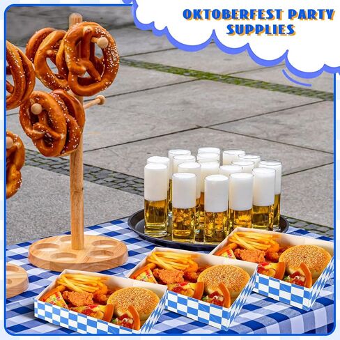 100 قطعة من Lincia لوازم حفلات مهرجان أكتوبر، صواني الطعام الورقية للاستعمال مرة واحدة باللونين الأزرق والأبيض، صناديق ورقية مربعة باللونين الأزرق والأبيض، صواني ناتشو بعلم بافاري ألماني للطعام، وحفلات مهرجان البيرة، والوجبات الخفيفة in Kuwait