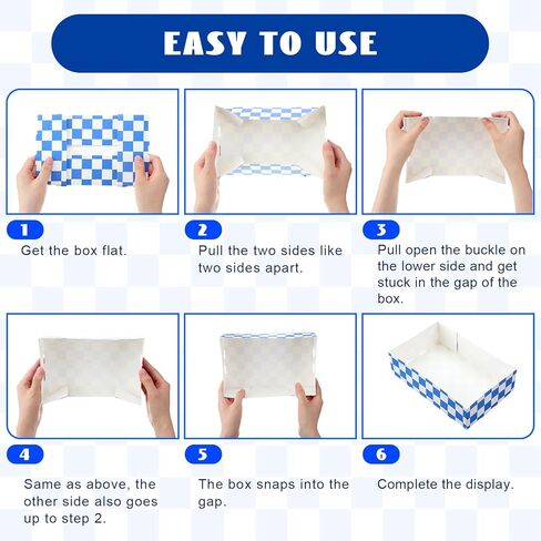 100 قطعة من Lincia لوازم حفلات مهرجان أكتوبر، صواني الطعام الورقية للاستعمال مرة واحدة باللونين الأزرق والأبيض، صناديق ورقية مربعة باللونين الأزرق والأبيض، صواني ناتشو بعلم بافاري ألماني للطعام، وحفلات مهرجان البيرة، والوجبات الخفيفة in Kuwait