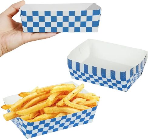 صواني طعام ورقية بنمط مربعات باللونين الازرق والابيض in Kuwait