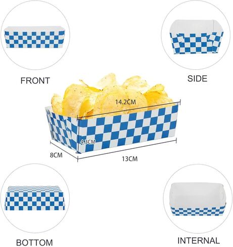 صواني طعام ورقية بنمط مربعات باللونين الازرق والابيض in Kuwait