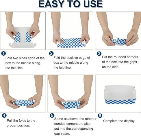 صواني طعام ورقية بنمط مربعات باللونين الازرق والابيض in Kuwait