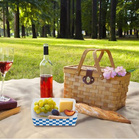 صواني طعام ورقية بنمط مربعات باللونين الازرق والابيض in Kuwait