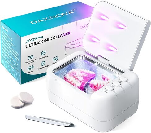 منظف بالموجات فوق الصوتية لاطقم الاسنان المثبتة: منظف بالموجات فوق الصوتية مع اوضاع تنظيف قابلة للتحديد بشكل مستقل للمحاذاة، واقي الفم، صواني التبييض، منظف مجوهرات محمول 46 كيلو هرتز 200 مل in Kuwait