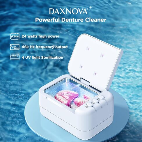 منظف بالموجات فوق الصوتية لاطقم الاسنان المثبتة: منظف بالموجات فوق الصوتية مع اوضاع تنظيف قابلة للتحديد بشكل مستقل للمحاذاة، واقي الفم، صواني التبييض، منظف مجوهرات محمول 46 كيلو هرتز 200 مل in Kuwait