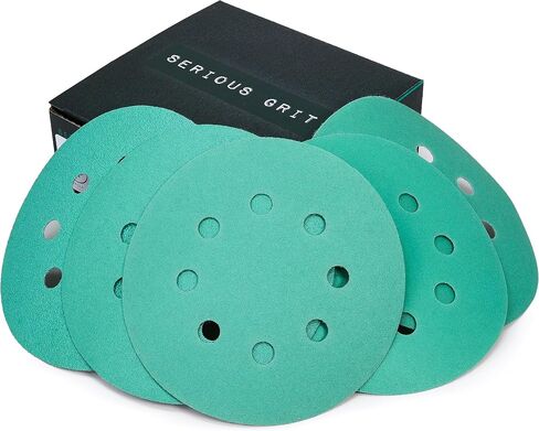 Serious Grit - 5-Inch 8-Hole P220 Grit Sanding Discs - 50 Pack Box | Fits 5" Random Orbital Sanders - Heavy-Duty Hook & Loop Wet/Dry Film Sandpaper For Wood, Auto Body, Paint, Metal, & More in Saudi Arabia