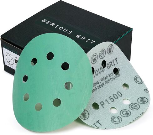 Serious Grit - 5-Inch 8-Hole P220 Grit Sanding Discs - 50 Pack Box | Fits 5" Random Orbital Sanders - Heavy-Duty Hook & Loop Wet/Dry Film Sandpaper For Wood, Auto Body, Paint, Metal, & More in Saudi Arabia