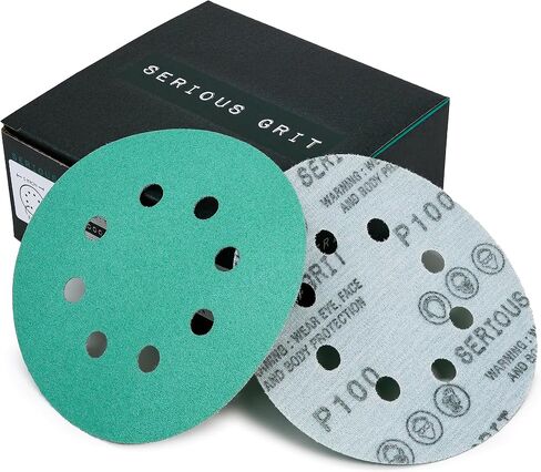 Serious Grit - 5-Inch 8-Hole P220 Grit Sanding Discs - 50 Pack Box | Fits 5" Random Orbital Sanders - Heavy-Duty Hook & Loop Wet/Dry Film Sandpaper For Wood, Auto Body, Paint, Metal, & More in Saudi Arabia