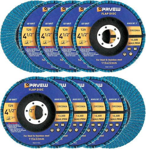 أقراص PRVEW ذات القلاب مقاس 4 1/2 بوصة، 10 عبوات 4.5 بوصة × 7/8 بوصة T29 عجلة طحن كاشطة من الزركونيا الممتازة، قرص صنفرة ذو 40 حبيبة للمعادن، الفولاذ المقاوم للصدأ in Kuwait