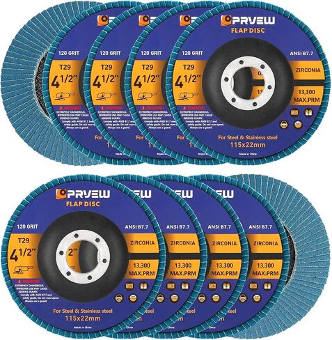 أقراص PRVEW ذات القلاب مقاس 4 1/2 بوصة، 10 عبوات 4.5 بوصة × 7/8 بوصة T29 عجلة طحن كاشطة من الزركونيا الممتازة، قرص صنفرة ذو 40 حبيبة للمعادن، الفولاذ المقاوم للصدأ in Kuwait