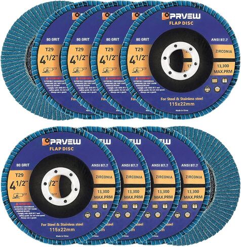 أقراص PRVEW ذات القلاب مقاس 4 1/2 بوصة، 10 عبوات 4.5 بوصة × 7/8 بوصة T29 عجلة طحن كاشطة من الزركونيا الممتازة، قرص صنفرة ذو 40 حبيبة للمعادن، الفولاذ المقاوم للصدأ in Kuwait
