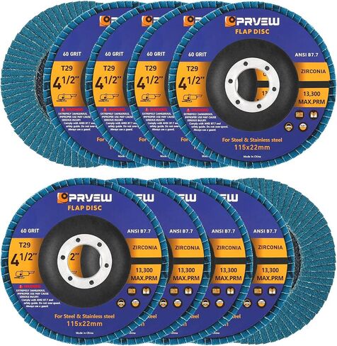 أقراص PRVEW ذات القلاب مقاس 4 1/2 بوصة، 10 عبوات 4.5 بوصة × 7/8 بوصة T29 عجلة طحن كاشطة من الزركونيا الممتازة، قرص صنفرة ذو 40 حبيبة للمعادن، الفولاذ المقاوم للصدأ in Kuwait