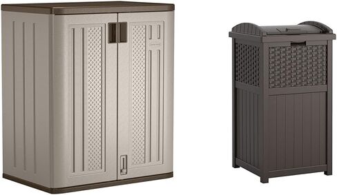 Suncast Heavy Duty Base Construction Storage Garage Organizer with Metal Reinforced Shelving, Low Maintenance, and Double Wall Construction, Silver in Saudi Arabia
