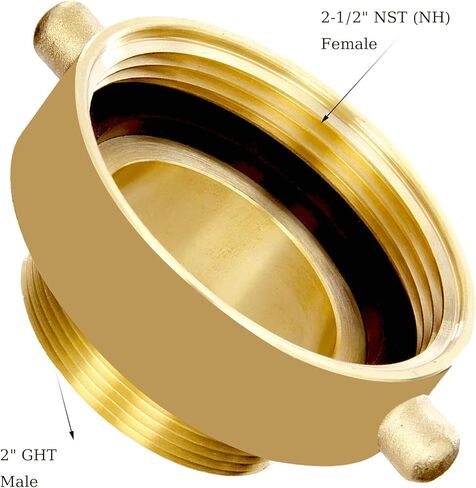 محول صنبور النار مع العروة دبوس 2-1/2 "NST (NH) أنثى × 2" NPT ذكر النحاس محول صنبور النار معدات الحريق النحاسية لصنابير الحريق والخراطيم والأنابيب (2-1/2 "NH × 2"NPT) in Kuwait