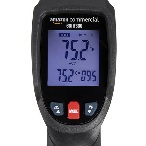 AmazonCommercial ميزان حرارة بالأشعة تحت الحمراء عالي التحمل مع ليزر دائري، قالب مزدوج، مسبار من النوع K، انبعاثية قابلة للتعديل in Kuwait