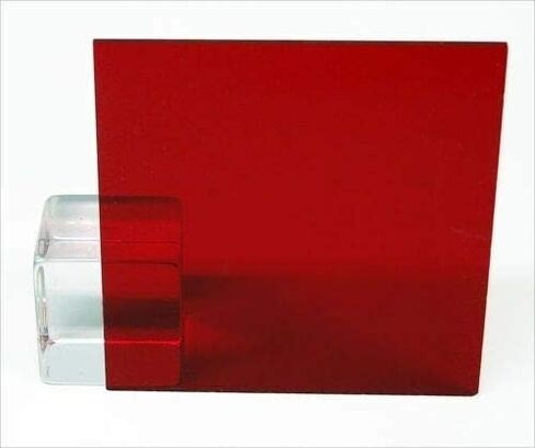 1/8" (3mm) Dark Red Translucent Acrylic Plexiglass Sheet 12"x12" Cast (0.118") Thick Nominal Size AZM in Kuwait
