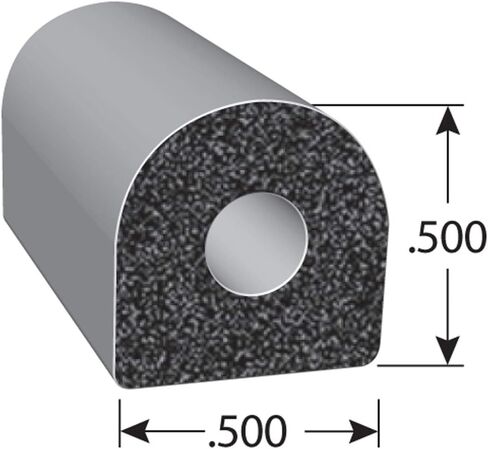 Trim-Lok D-Shaped Rubber Seal (Thick Wall) .50" Height, .50" Width, 25’ Length – EPDM Foam Seal with HT (General Acrylic) Pressure Sensitive Adhesive System, Door/Window Weather Seal - RVs, Boats, Car in Kuwait