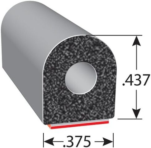 Trim-Lok D-Shaped Rubber Seal (Thick Wall) .50" Height, .50" Width, 25’ Length – EPDM Foam Seal with HT (General Acrylic) Pressure Sensitive Adhesive System, Door/Window Weather Seal - RVs, Boats, Car in Kuwait