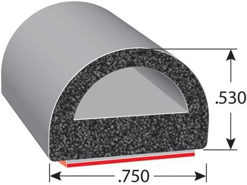 Trim-Lok D-Shaped Rubber Seal (Thick Wall) .50" Height, .50" Width, 25’ Length – EPDM Foam Seal with HT (General Acrylic) Pressure Sensitive Adhesive System, Door/Window Weather Seal - RVs, Boats, Car in Kuwait