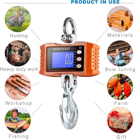 مقياس رافعة صناعي رقمي 1000 كجم / 2000 رطل، ميزان معلق إلكتروني عالي التحمل، دقة عالية، لمصنع المزرعة الداخلي والخارجي in Kuwait