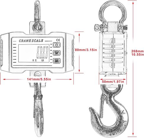 مقياس رافعة صناعي رقمي 1000 كجم / 2000 رطل، ميزان معلق إلكتروني عالي التحمل، دقة عالية، لمصنع المزرعة الداخلي والخارجي in Kuwait