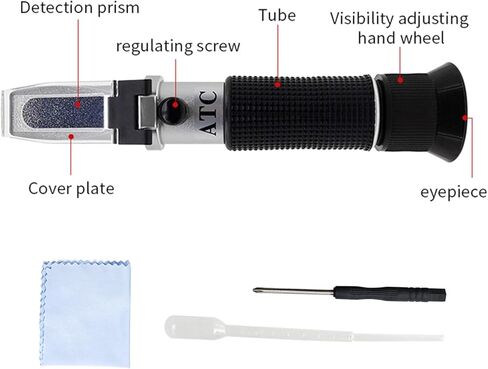 مقياس انكسار بيرة بركس مزدوج مع ATC ​​0-32% بريكس عصير فواكه مشروب سكر اختبار نبتة البيرة جاذبية محددة 1.000-1.120 مقياس كثافة السوائل في تخمير نبيذ البيرة in Kuwait