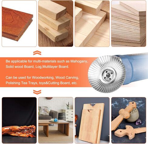 قرص نحت الخشب (سلسلة بديلة) وقرص تشكيل عجلة الطحن، مشكل أسنان منشار مزدوج مضاد للركل، 5/8 في القطر الداخلي، ملحق مطحنة زاوية لقطع الخشب (4 بوصة أو 4-1/2 بوصة)، قفازات مقاومة للقطع in Kuwait