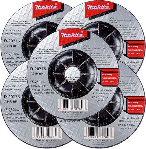 ماكيتا 5 عبوات - عجلة طحن 4 بوصة لمطاحن 4 بوصة - طحن قوي للمعادن - 4 بوصة × 1/4 بوصة × 5/8 بوصة in Kuwait