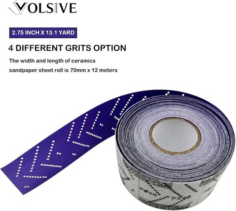VOLSIVE Abrasive Sheet Roll Multi-Hole Sanding Roll Automotive Sandpaper Roll Clean Sand Sheet Roll for Woodworking, Auto Body Repair, 70 mm x 12 m - 600 Grit in Saudi Arabia