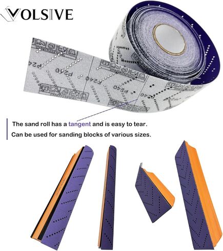 VOLSIVE Abrasive Sheet Roll Multi-Hole Sanding Roll Automotive Sandpaper Roll Clean Sand Sheet Roll for Woodworking, Auto Body Repair, 70 mm x 12 m - 600 Grit in Saudi Arabia