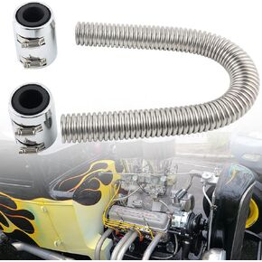 Universal 24" Flexible Radiator Hose Stainless Steel Universal Water Hoses Adapter Coolant Radiator Hose Kit Could be Used with 1-1/4", 1-1/2", 1-3/4" or 1-5/8" Radiator Necks (Black)