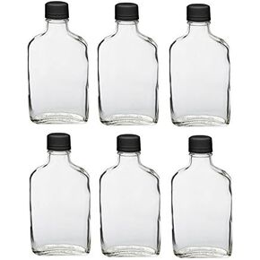 Nakpunar 12 pcs 200 ml Glass Flask Bottles with Black Tamper Evident Cap (12, 200 ml Black) in Saudi Arabia