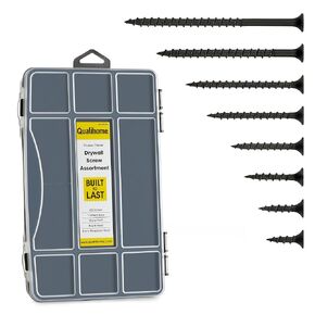 Qualihome Drywall Screw Assortment Kit - Coarse Thread, Wood Screw Assortment, Sheetrock Screws, 7 Sizes (5/8", 3/4", 1", 1-1/4", 1-5/8", 2", 2-1/2", 3") - Drywall Screws Assortment in Saudi Arabia