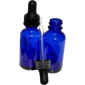 Dropper Stop® 1oz Cobalt Blue Glass Dropper Bottles (30mL) with Tapered Glass Droppers - Pack of 2 in Kuwait