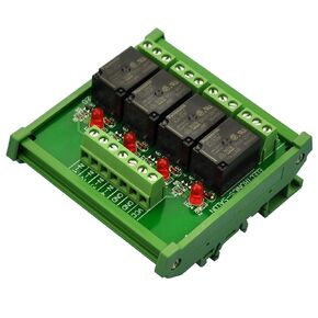 Electronics-Salon DIN Rail Mount 4 SPDT 10Amp Power Relay Interface Module, DC 24V Version. in Kuwait