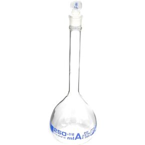Volumetric Flask, 250ml - Class A, ASTM - Tolerance ±0.120 ml - Glass Stopper - Single, Blue Graduation - Eisco Labs in Saudi Arabia