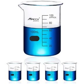 Maccx 1.7oz(50ml) Sturdy Glass Beaker, 3.3 Borosilicate Griffin Low Form with Printed Graduation, Pack of 24, BKL050-024 in Saudi Arabia