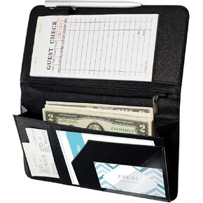 Zreal Cute Server Book for Waitress, Waiter Book with Zipper and Magnetic Pocket, Cherry & Bow Print Serving Book for Waitstaff in Restaurants, Leather Waitstaff Organizer Fits Server Aprons(Pink) in Saudi Arabia