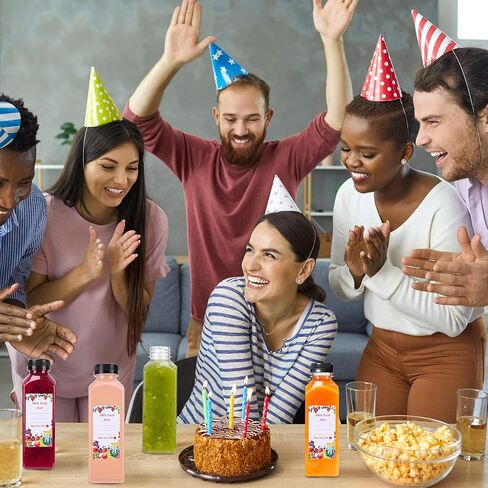 سوبرليل 12 قطعة من زجاجات عصير بلاستيكية فارغة 16 اونصة مع اغطية، زجاجات مياه قابلة لاعادة الاستخدام، حاويات شفافة للمشروبات السائبة مع اغطية سوداء غير قابلة للعبث لعصر العصائر والمشروبات الاخرى in Kuwait