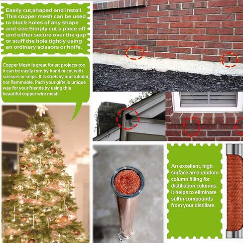 Copper Mesh, Mouse Blocker Mesh Copper Wool,Sturdy Pure Mesh Copper Stuff-fit Copper Wire Mesh for Gap Copper Blocker 4" x 40" in Kuwait